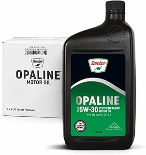 Sinclair Lubricants OPALINE™ Synthetic Blend 5W-30 Motor Oil (6-Pack) Advanced Engine Protection Against Wear, Sludge & Thermal Breakdown for Gasoline Vehicles
