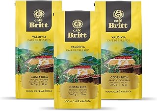 Café Britt® - Costa Rican Tres Rios Valdivia Coffee (12 oz.) (3-Pack) - Ground, Arabica Coffee, Kosher, Gluten Free, 100% Gourmet & Medium Light Roast