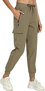 Womens Cargo Hiking Pants with Pocket - Lightweight Quick Dry Workout Joggers for Travel, Camping and Outdoor Wear