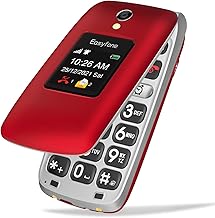 Easyfone Prime-A1 Pro Unlocked 4G Flip Cell Phone for Seniors | Easy-to-Use | Big Buttons | Clear Sound | SOS & Block Button | Photo Speed Dial | SIM Card Included and Charging Dock (Red)