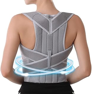 Shoulder Posture Corrector Lumbar Spine Support Belt Full Back Orthopedic Brace Scoliosis Kyphosis Correcting Corset Women Men Back Pain Relief (Color : Grey, Size : XXL) (Grey S)