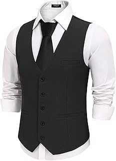 Men's Business Suit Vests Slim Fit Formal Dress Waistcoat Groomsman Vest For Wedding