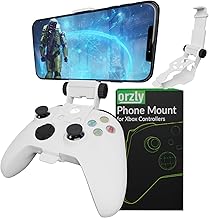 Orzly Xbox Series X Controller Mobile Gaming Clip, Xbox Controller Phone Mount Adjustable Phone Holder Clamp Compatible with Xbox Series X|S, Xbox One, Xbox One S, Xbox One X-Robot White