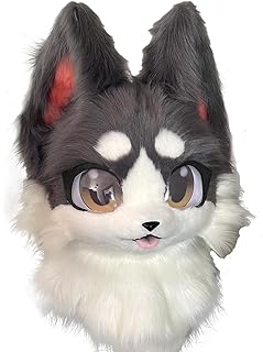 Handmade Furry Fursuit Head MaskAdorable Cat Fox Costume Props for Halloween and Cosplay