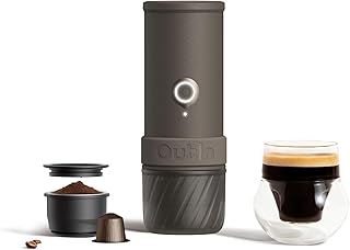 Outin Mino Portable Electric Espresso Machine, Mini Camping Coffee Maker for Travel, Pocket Sized Coffee Machine Self-Heating, Ground Coffee & NS Capsule Adapter For Adventure