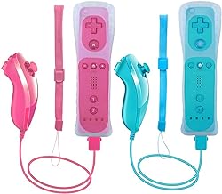 Wii Remote Controller, 2 Packs Upgrade Wireless Controller Compatible with Wii Wii U Console(Pink and Blue)