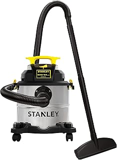 Wet/Dry Vacuum SL18115, Stainless Steel Tank, 5 Gallon 4HP Shop Vacuum, Portable Style Ideal for Home/Shop/Jobsite Dust Collection Job with Vacuum Attachments, Silver+Yellow