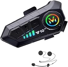 Y102X Waterproof Helmet Bluetooth Headset with Call Noise Cancellation, 1000mAh Large Battery, 2-Person Helmet intercom for Motorcycle and Skiing - 32 Hours Play, Clear Communication, Large Buttons