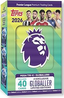 Topps Premier League 2026 - Debut Edition - Mega Tin (Globallers). Contains 40 cards plus 3 Globallers LE cards.