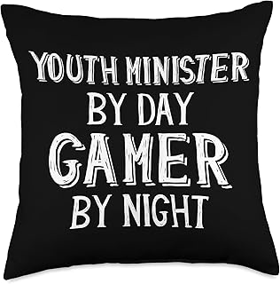 Youth Minister by Day Gamer by Night Religious Gaming Pastor Throw Pillow