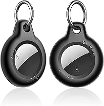 Waterproof Airtag Holder,2 Pack Air tag Keychain,Hard PC+TPU Full Body Protective Case with Loop Key Ring for Apple Tags,IPX8 Cover for Wallet,Luggage,Cat,Dog,Pets,for Item Finder(Black)