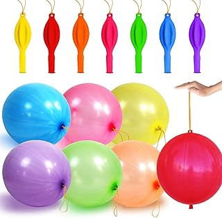 LEEZZIZZ 30Pcs Punch Balloons, Thickened Neon Punching Balloon Heavy Duty Party Favors for Kids with Rubber Band Handle, Bouncy Balls for Birthday Weddings Goodie Bag Stuffer Supply