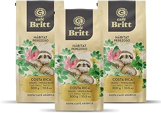 Café Britt® - Costa Rican Habitat Sloth Coffee (10.5 oz.) (3-Pack) - Whole Bean, Arabica Coffee, Kosher, Gluten Free, 100% Gourmet & Medium Light Roast