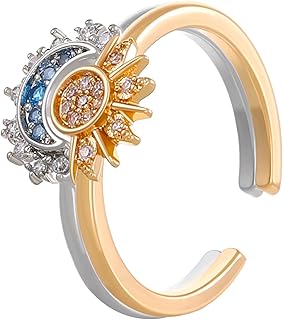 Sun and Moon Ring Set Friendship Promise Ring for Women Sparkling Sun Moon Matching Rings Valentine's Day Jewelry