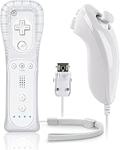 FIOTOK Wii Remote with Nunchuck,Wii Controller with Nunchuck Compatible with Nintendo Wii/Wii U with Silicone Case and Wrist Strap, White