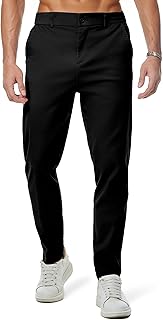 Men's Chino Pants Casual Elastic Waist Tapered Golf Trousers