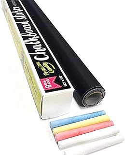 Extra Large Chalkboard Peel and Stick Paper 9 Feet roll (108 inches) + (5) Color Chalk Included - by Simple Shapes
