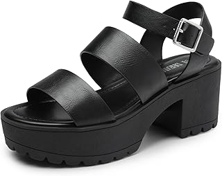 Platform Heels for Women Lightweight Chunky Open Toe Stylish Comfortable Fisherman Sandals with Adjustable Ankle Strap