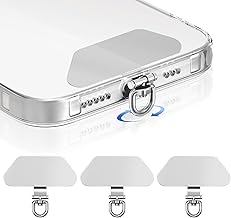 takyu Metal Phone Tether Tab, 360° Rotating Phone Lanyard Tab, Cellphone Charm Wrist Strap Hook Holder, Ultra-thin Metal Patch Compatible for iPhone Android Smartphones, 3 Pack Silver