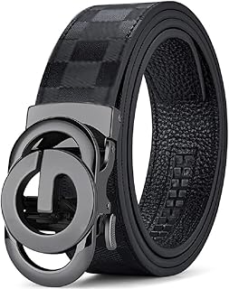 Mens Ratchet Belts Genuine Leather Designer Belt with Automatic Buckle Alloy Gift for Men