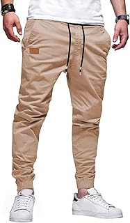 Men's Slim Fit Casual Cargo Pants with Drawstring Long Pants