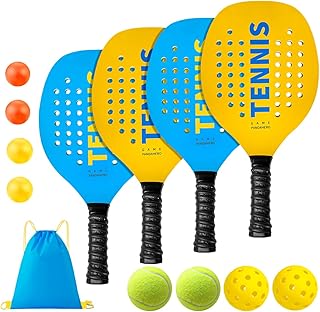 Pandahero Tennis Racket Set for Outdoor Play, 4 Paddles, 8 Balls, Beach & Lawn Game, Adults Family Fun