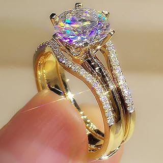 White Gold Plated Round Cubic Zirconia Inlaid Sparkling Elegant Engagement Rings Wedding Bridal Band Promise Rings Evening Parties Anniversary Valentine's Day Gifts Eternity Bands for Women