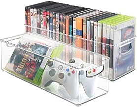 Household Storage Bin for DVDs, PS4 and Xbox Video Games - Pack of 2, Large, Clear