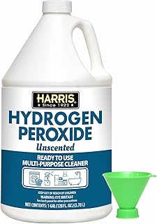 HARRIS Hydrogen Peroxide Ready to Use, 128oz, for Kitchen, Bath, Laundry and Home with Easy Fill Funnel Included, Unscented