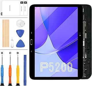 Screen Replacement Kit for Samsung Galaxy Tab 3 10.1" GT-P5200 P5210 P5200 LCD Display Touch Panel Digitizer Monitor Matrix Sensor Full Glass with Frame Assembly, Including Tools (Black)
