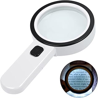 AIXPI Magnifying Glass with Light, Double-Layer Glass Lens Handheld Large Magnifying Glass 12 LED Lighted Magnifier for Seniors Reading, Coins, Jewelry, Close Working