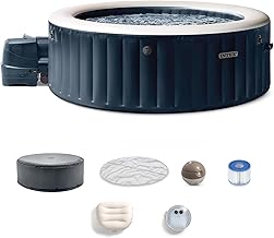 INTEX PureSpa Plus 6 Person Round Inflatable Hot Tub, Bubble Massage Spa Set, Energy Efficient & Saltwater Compatible (Cell Not Included), 85 in x 28 in