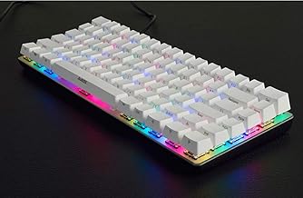 82 Keys Layout ABS Side Carving Keycaps OEM for Mechanical Keyboard Ajazz AK33 Wired Gaming Keyboard, Pluggable Cable,Black,Gray,White (White)