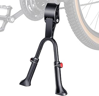 WSDCAM Bike Kickstand, Adjustable Double Legs Bicycle Kick Stands for 24”-29” Adult Bikes, Aluminum Alloy Kickstand Non-Slip Center Mount for Mountain, Road, Cargo Bike, Auxiliary Bicycle Repair Tool