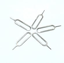 (5 Pack) eTECH Collection Sim Card Tray Remover Eject Pin Key Tool for iPhone iPad Samsung Galaxy Smart Phone/Tablet and More (Silver)