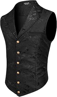 Men's Suit Vest Paisley Floral Victorian Vests Gothic Steampunk Formal Waistcoat Tuxedo Vests with Notched Lapels