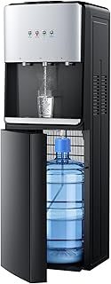 Euhomy Self-Cleaning Bottom-Loading Water Dispenser, Compatible with 5 Gallon Bottles - 3 Temperature Settings with Hot, Room & Cold Water Outlets, Childproof Lock, Night Light & LED Display,Black