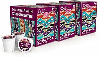 Coffee Pods – Dark Roast, Single-Origin Costa Rica, 72 Count – Compatible with Keurig K-Cup Brewers – 100% Recyclable, Premium Arabica Coffee
