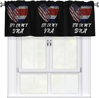 Window Curtain It's in My DNA America Costa Rica Flag Valance 54x18in Rod Pocket Light Filtering Short Curtains for Kitchen Bathroom Laundry Room Studio