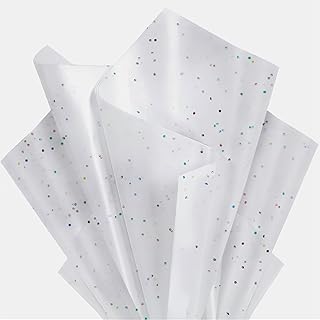 White Glitter Tissue Paper for Gift Bags 36 Sheets 14x20 Inch - Recyclable Wrapping Paper for Weddings, Birthdays, Party & Festival Decorations DIY Craft Supplies