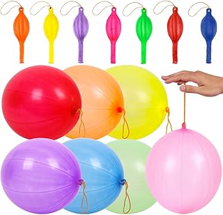 RUBFAC Punch Balloons, Birthday Balloons Party Favors For Kids, 36Pcs Thickened Heavy Duty Neon Punching Bouncy Ball for Party Goodie Bag Stuffers Exciting Outdoor Play Supply