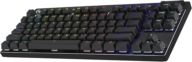 PRO X TKL Lightspeed Wireless Gaming Keyboard, Ultra-Portable Tenkeyless Design, LIGHTSYNC RGB, PBT keycaps, Linear Switches (GX Red) - Black