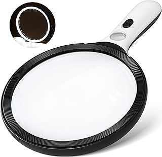 Magnifying Glass with Light Large 5" Lens, Handheld Illuminated Lighted Magnifier 24LED 1UV Light for Seniors, Reading, Coins, Jewelry, Close Work