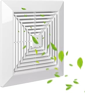 White 1 Piece ( 9 “x 9 ”Inch) Bathroom Exhaust Fan Cover with Spring, Square Ceiling or Wall Mounted Exhaust Fan, Ceiling Fan, Grille, Air Diffuser, Diverter Ventilation Hood, Replacement Accessories