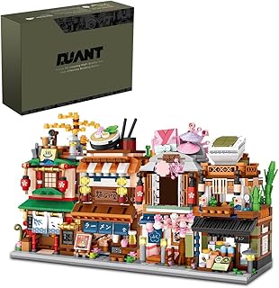 39054 Mini Blocks 4 in 1 Japanese Street View House Building Block Kit,1608 Pieces MOC Construction Creative Japan Architecture Model Set, Awesome Building Gift for Adult