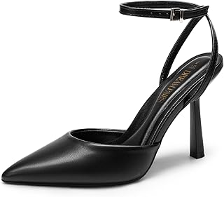 High Heels for Women Closed Pointed Toe Dress Shoes for Women Ankle Strap Stiletto Heel Party Wedding Sexy Pump Shoes