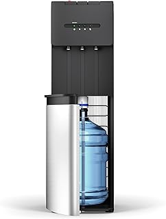 Self Cleaning Bottom Loading Water Cooler Dispenser for 3 & 5 Gallon Bottles - Hot, Cold & Room 3 Temperature, Child Safety Lock, LED Indicator Light, Ideal for Kitchen & Office, Black