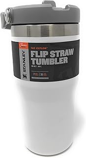 IceFlow Flip Straw Tumbler with Handle 20 oz | Twist On Lid and Flip Up Straw | Leak Resistant Water Bottle | Insulated Stainless Steel |BPA-Free | Polar