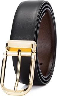 Mens Belts Leather Reversible 1.25" Black Dress Belt for Men