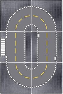 6 Pack Road Base Plates 10"x10" City Street Baseplates 100% Compatible with All Major Brands, 4 Curved/1 Straight/1 T-Junction